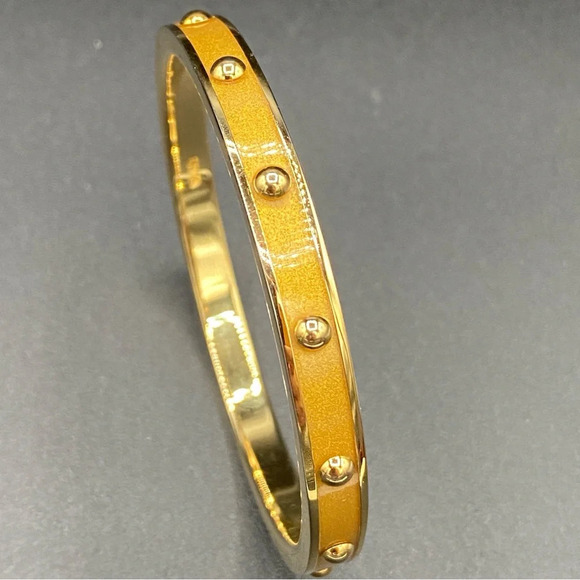 Coach 18K Gold Plated Studded Bangle Bracelet - Picture 1 of 12